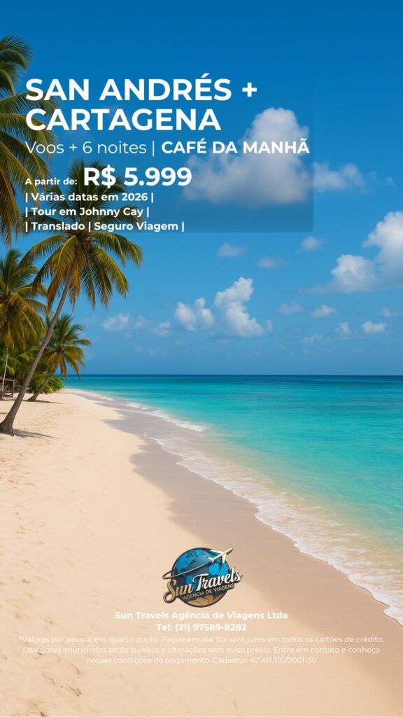 Mar de sete cores em San Andrés. Melhores pacotes de viagem com a Sun Travels.